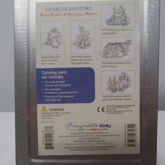 NWT! British Library Peter Rabbit & Benjamin Bunny Coloring Cards Set - Picture 9 of 11